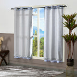 Abstract 5 Ft Polyester Double Layer Window Curtains Set of 2 (Grey)