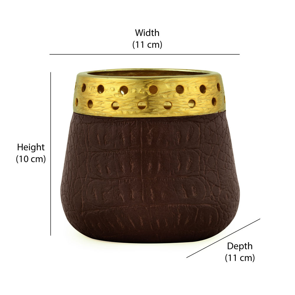 Decorative Votive Candle Holder (Brown & Gold)