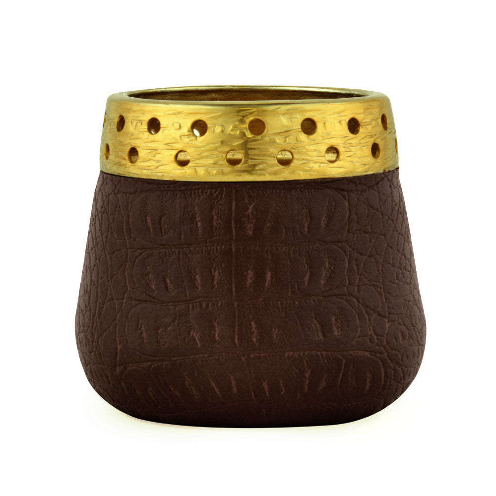 Decorative Votive Candle Holder (Brown & Gold)