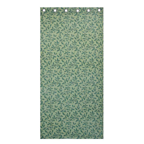 Leaf Design Semi Transparent 7 Ft Polyester Door Curtains Set Of 2 (Green)