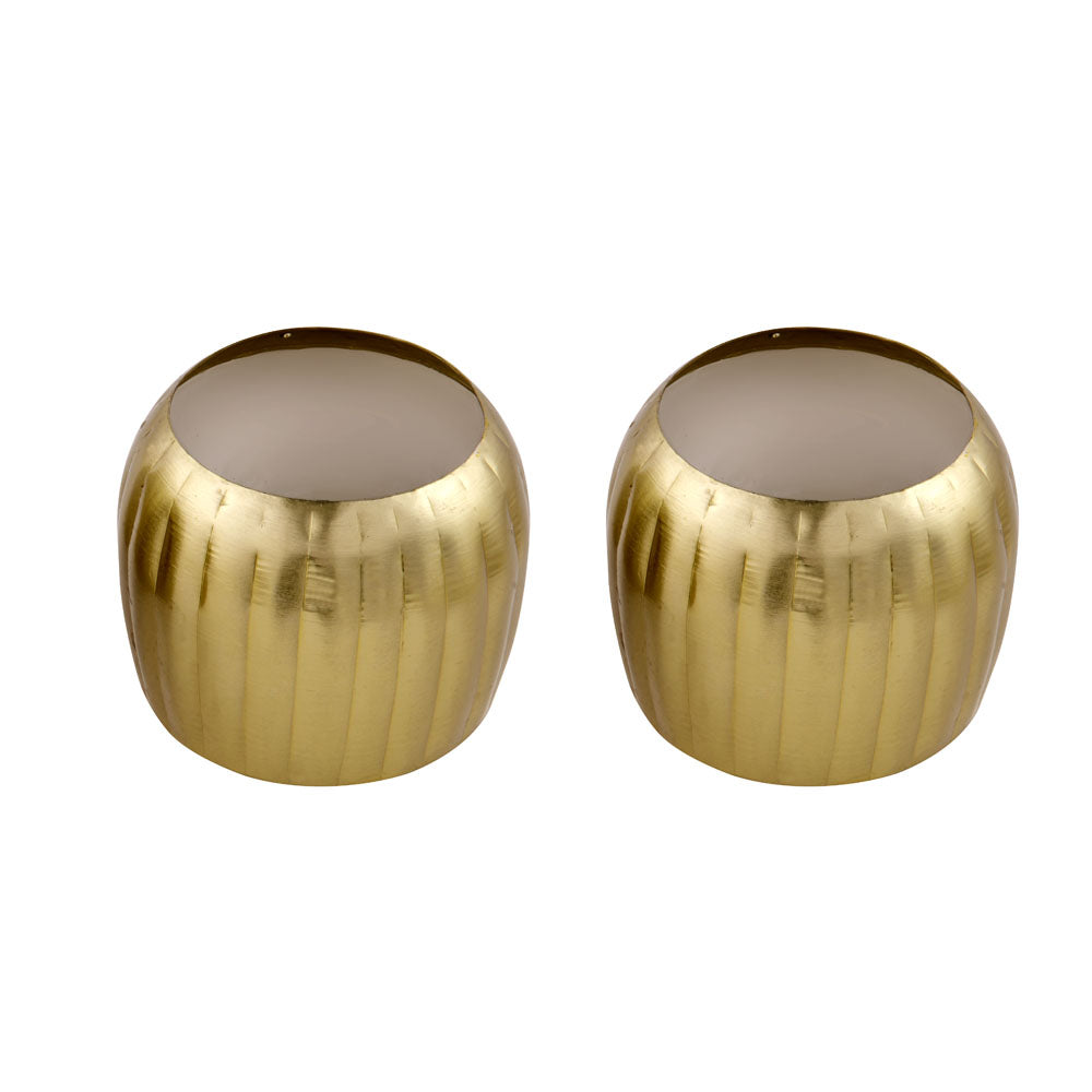 Decorative Metal Votive With Wax Set of 2 (Gold)