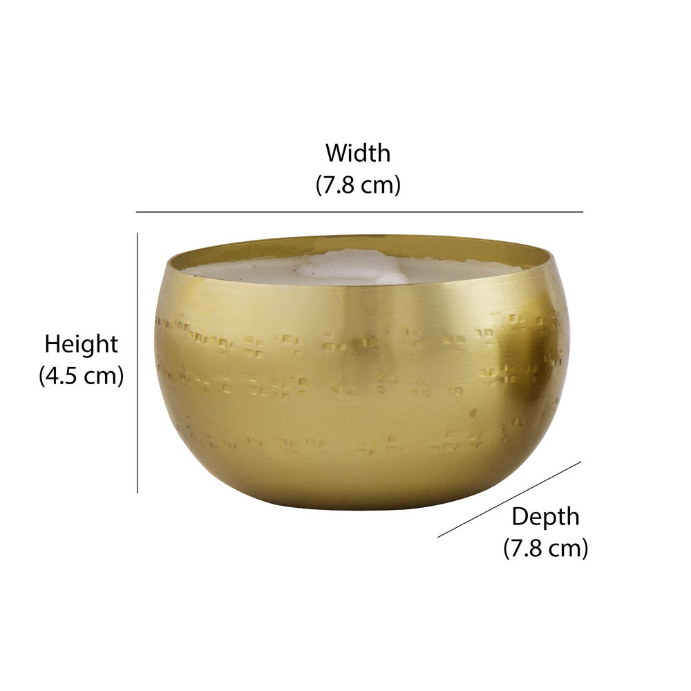 Round Shaped Decorative Metal Votive With Wax Set of 2 (Gold)