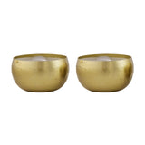 Round Shaped Decorative Metal Votive With Wax Set of 2 (Gold)