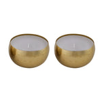 Round Shaped Decorative Metal Votive With Wax Set of 2 (Gold)