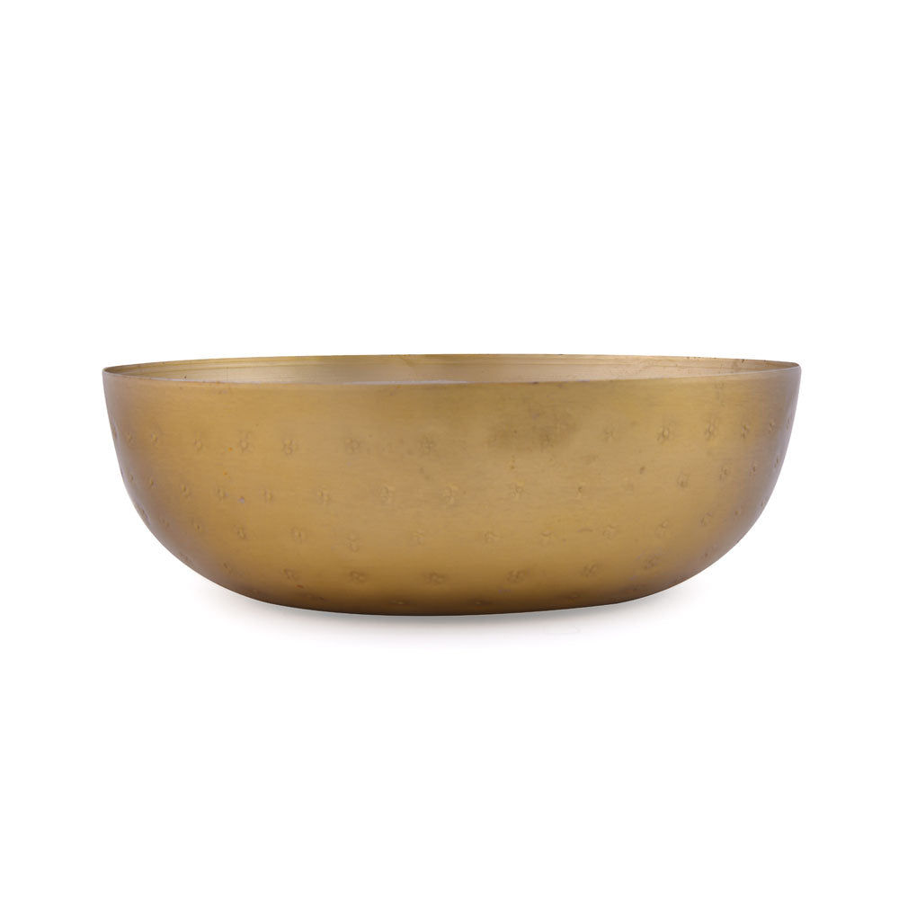 Decorative Metal Urli Bowl with Wax (Small, Gold)