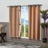 Abstract 5 Ft Polyester Double Layer Window Curtains Set of 2 (Gold)