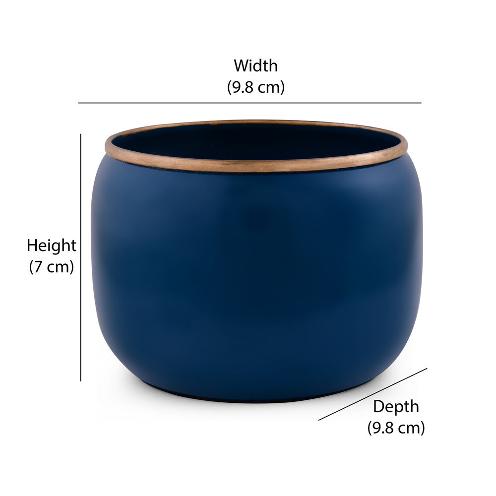 Round Shaped Decorative Metal Votive (Blue & Gold)