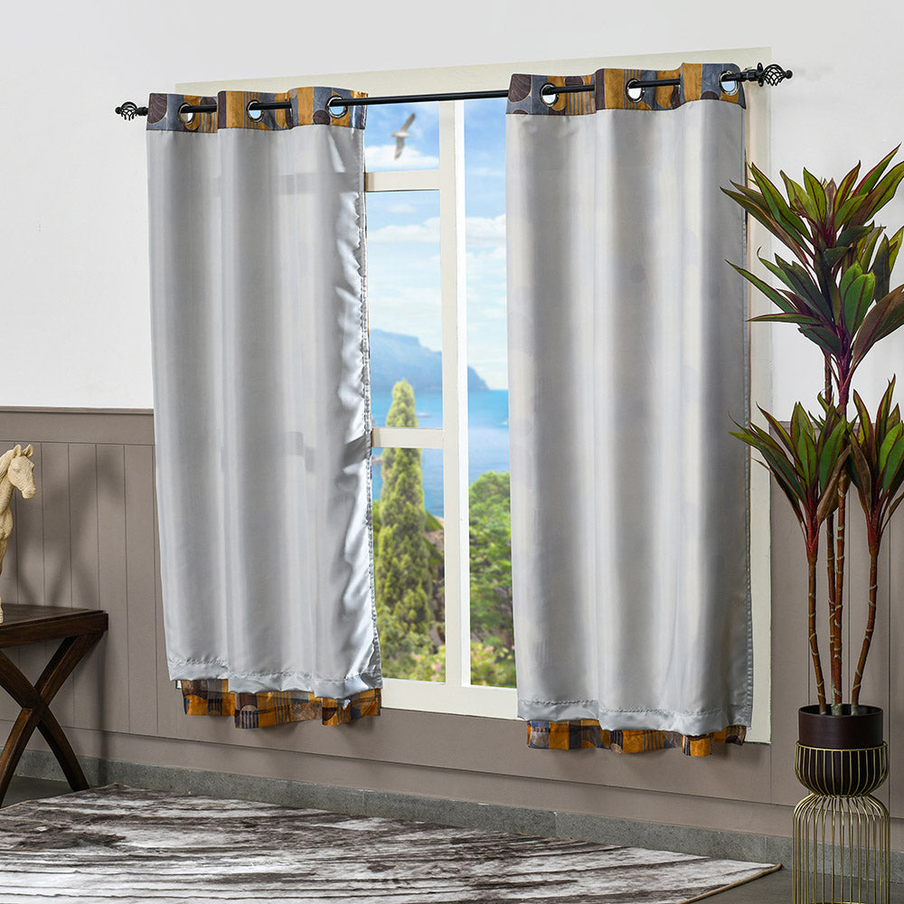 Abstract 5 Ft Polyester Double Layer Window Curtains Set of 2 (Multicolor)