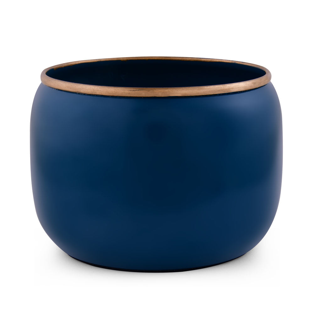 Round Shaped Decorative Metal Votive (Blue & Gold)