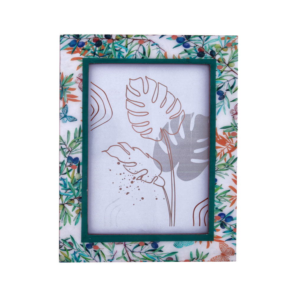 Floral Design MDF Table Photo Frame (Multicolor, 5 x 7 Inch)