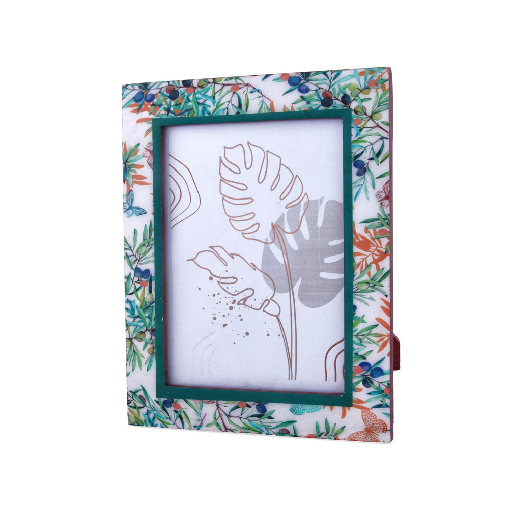 Floral Design MDF Table Photo Frame (Multicolor, 5 x 7 Inch)