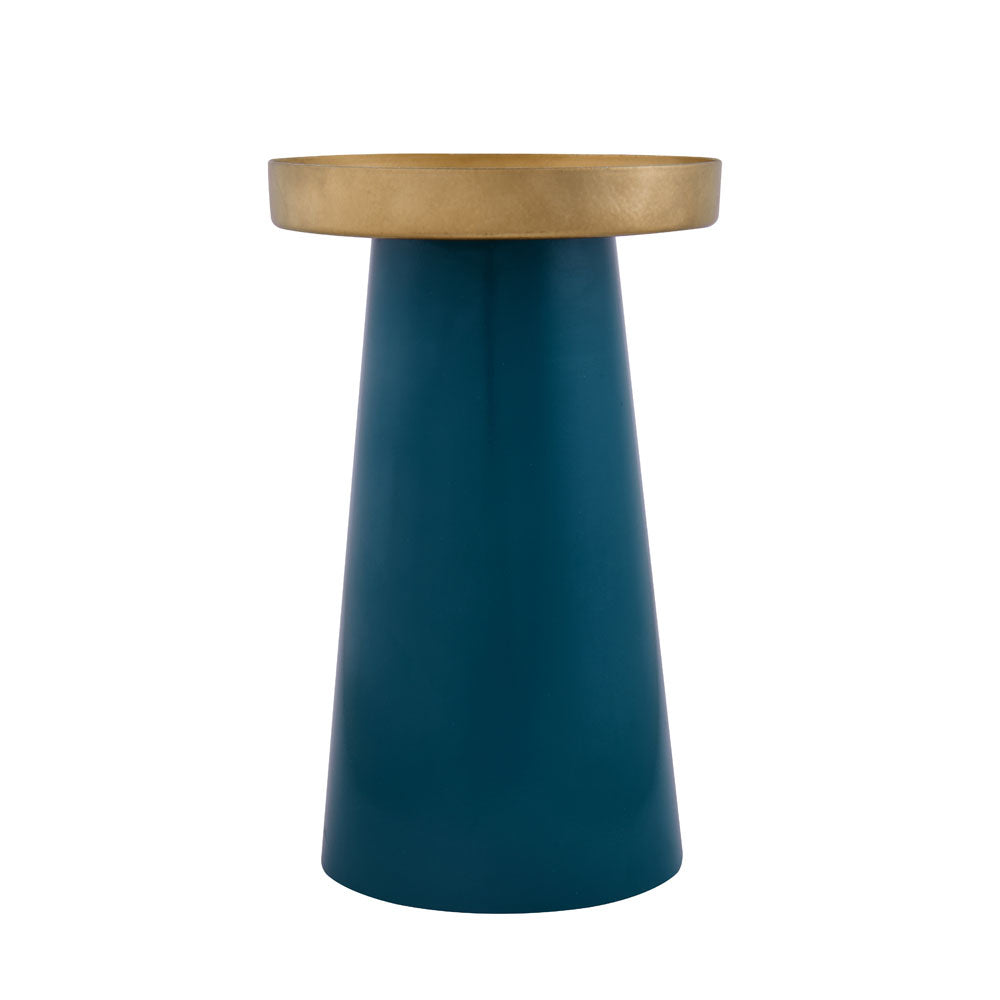 Decorative Metal Taper Candle Holder (Teal & Gold)