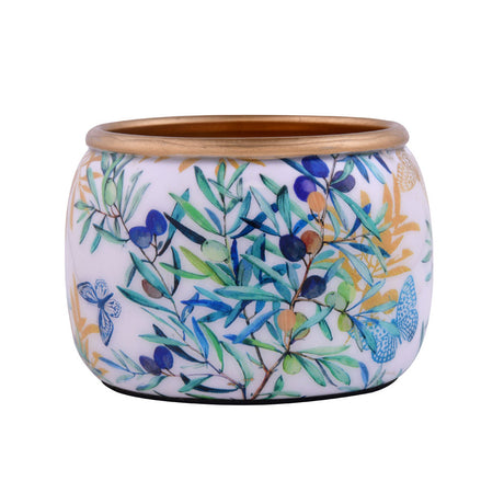 Round Floral Decorative Metal Votive (Multicolor)