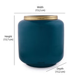 Solid Round Iron Vase - Small (Teal & Gold)