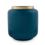 Solid Round Iron Vase - Small (Teal & Gold)