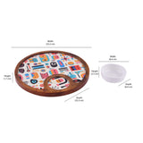 Round Wooden Serving Platter with Bowl (Brown)