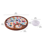 Round Wooden Serving Platter with Bowl (Brown)