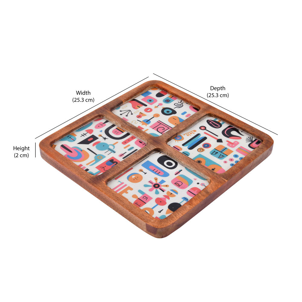 Square Wooden Serving Platter (Brown)