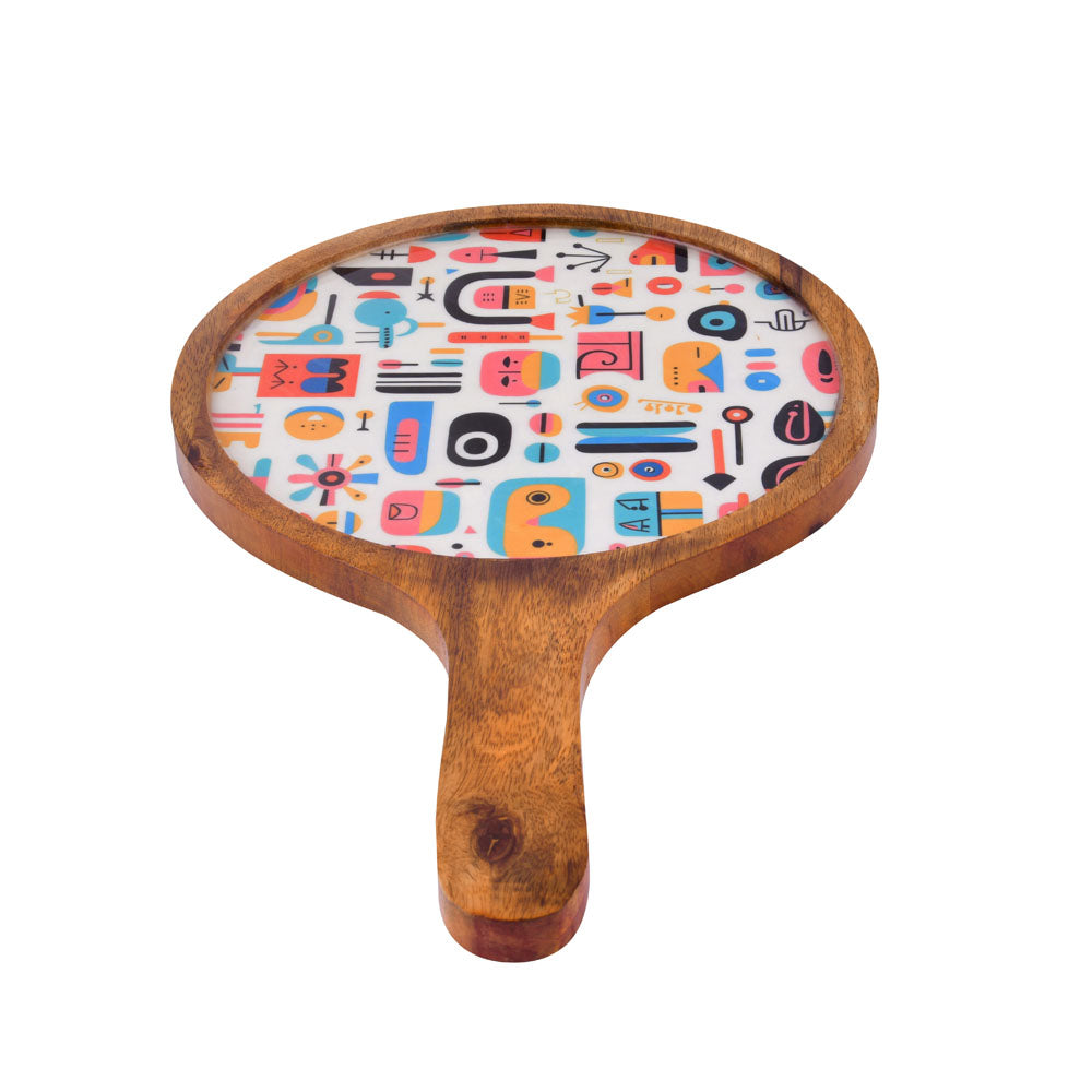 Round Wooden Pizza Platter (Brown)