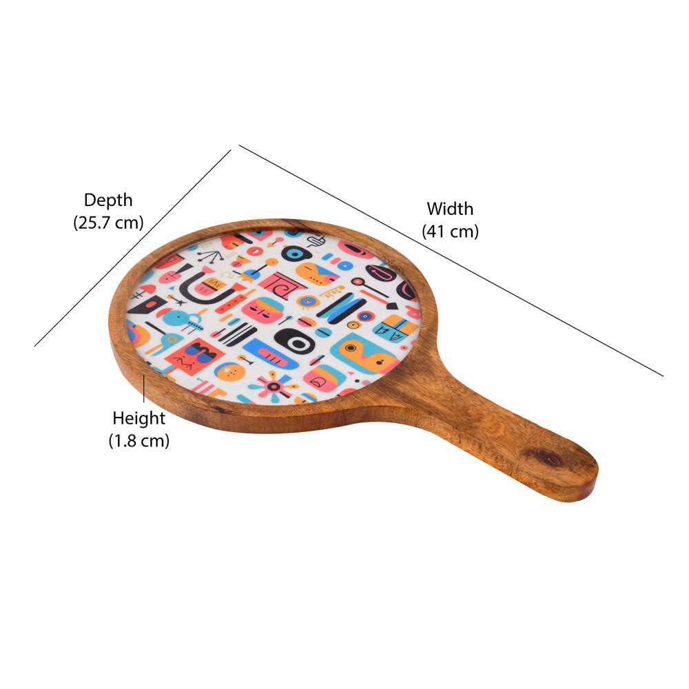 Round Wooden Pizza Platter (Brown)