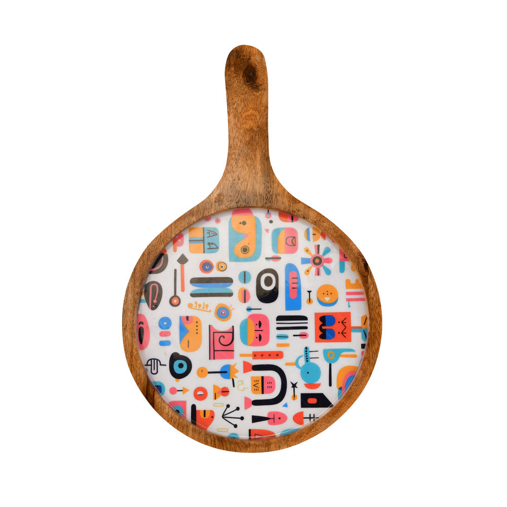 Round Wooden Pizza Platter (Brown)