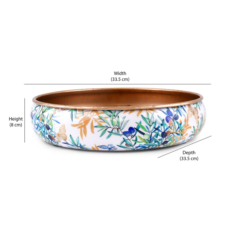 Floral Round Metal Urli Bowl (Multicolor)