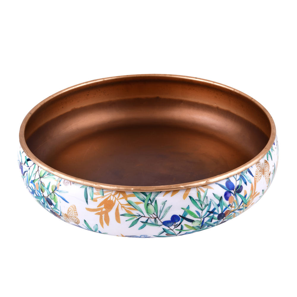 Floral Round Metal Urli Bowl (Multicolor)