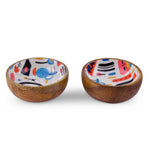 Round Wooden Serving Bowl Set of 2 (Brown)