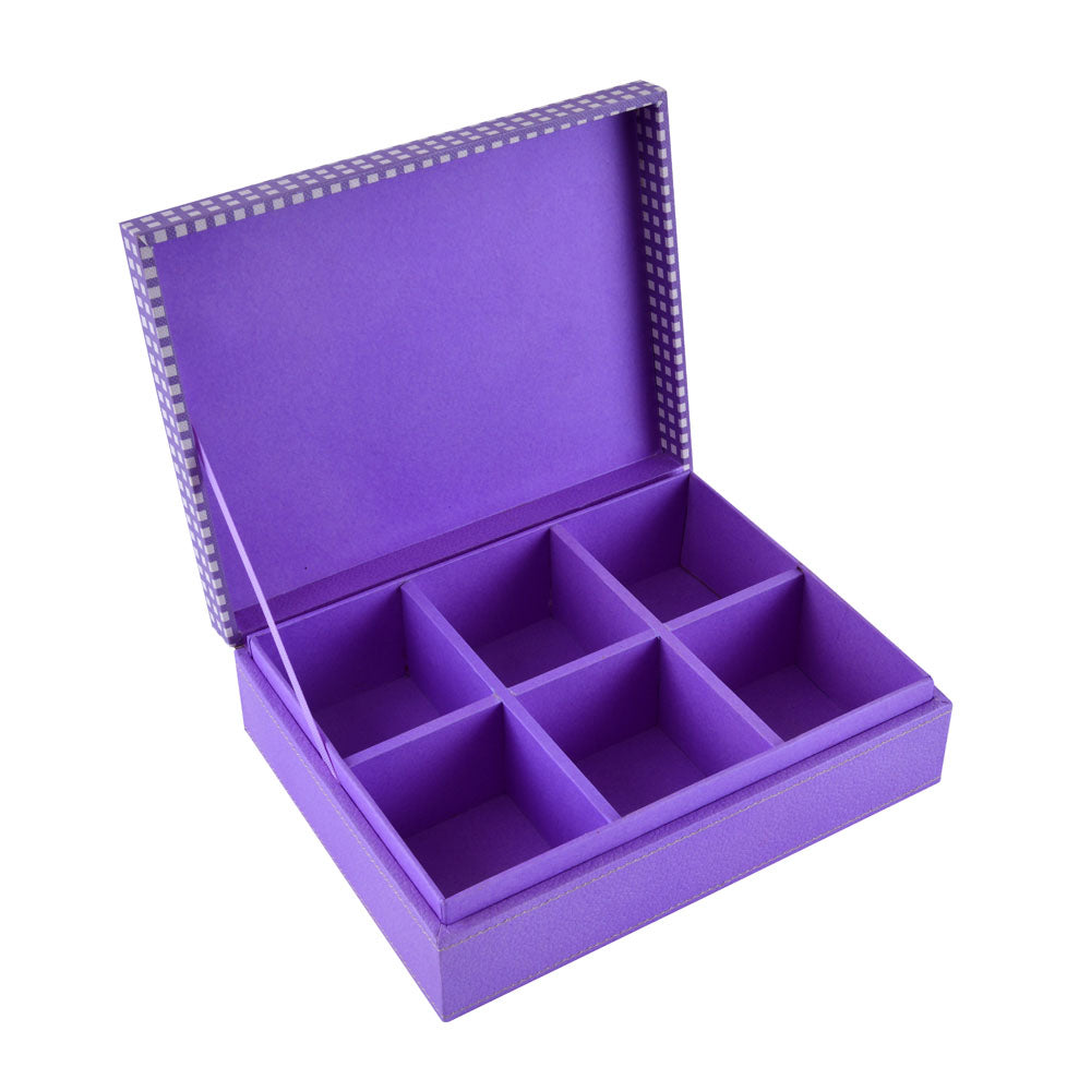 Checkered Six Section Utility Organiser Box (Purple)