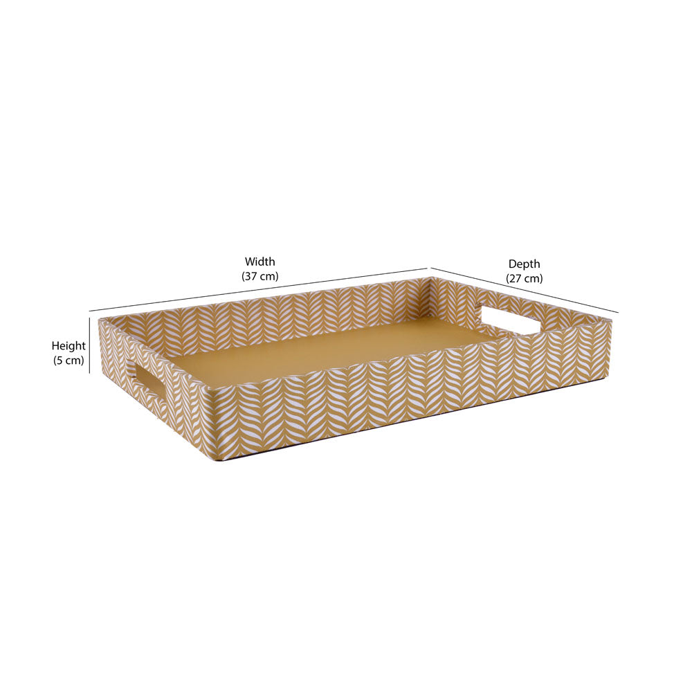 Leaf Design Canvas & MDF Serving Tray (Orange)