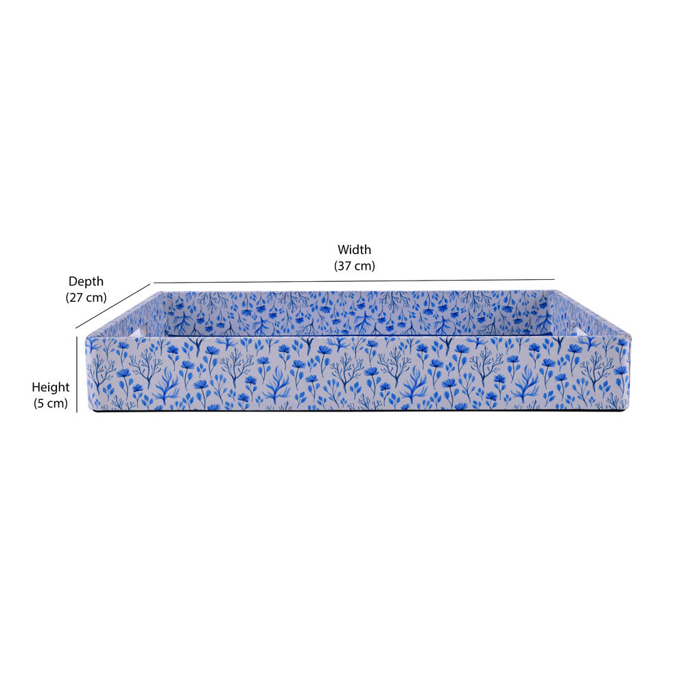 Floral Canvas & MDF Serving Tray (Blue)