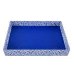 Floral Canvas & MDF Serving Tray (Blue)