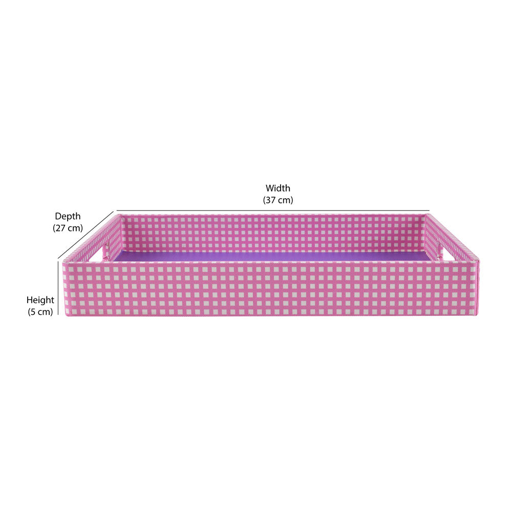 Checkered Canvas & MDF Serving Tray (Purple)