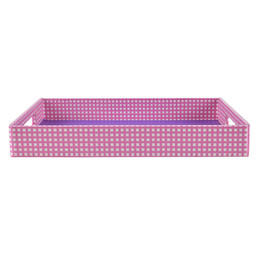 Checkered Canvas & MDF Serving Tray (Purple)