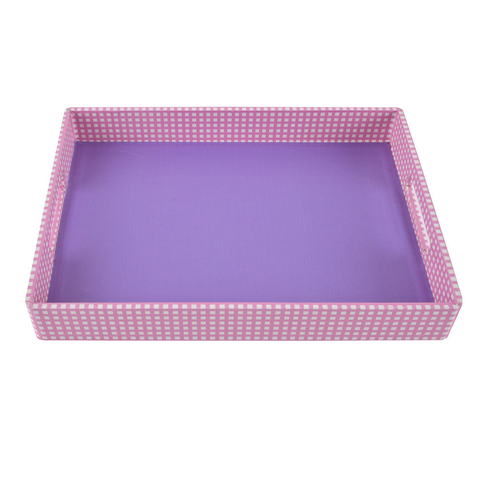 Checkered Canvas & MDF Serving Tray (Purple)