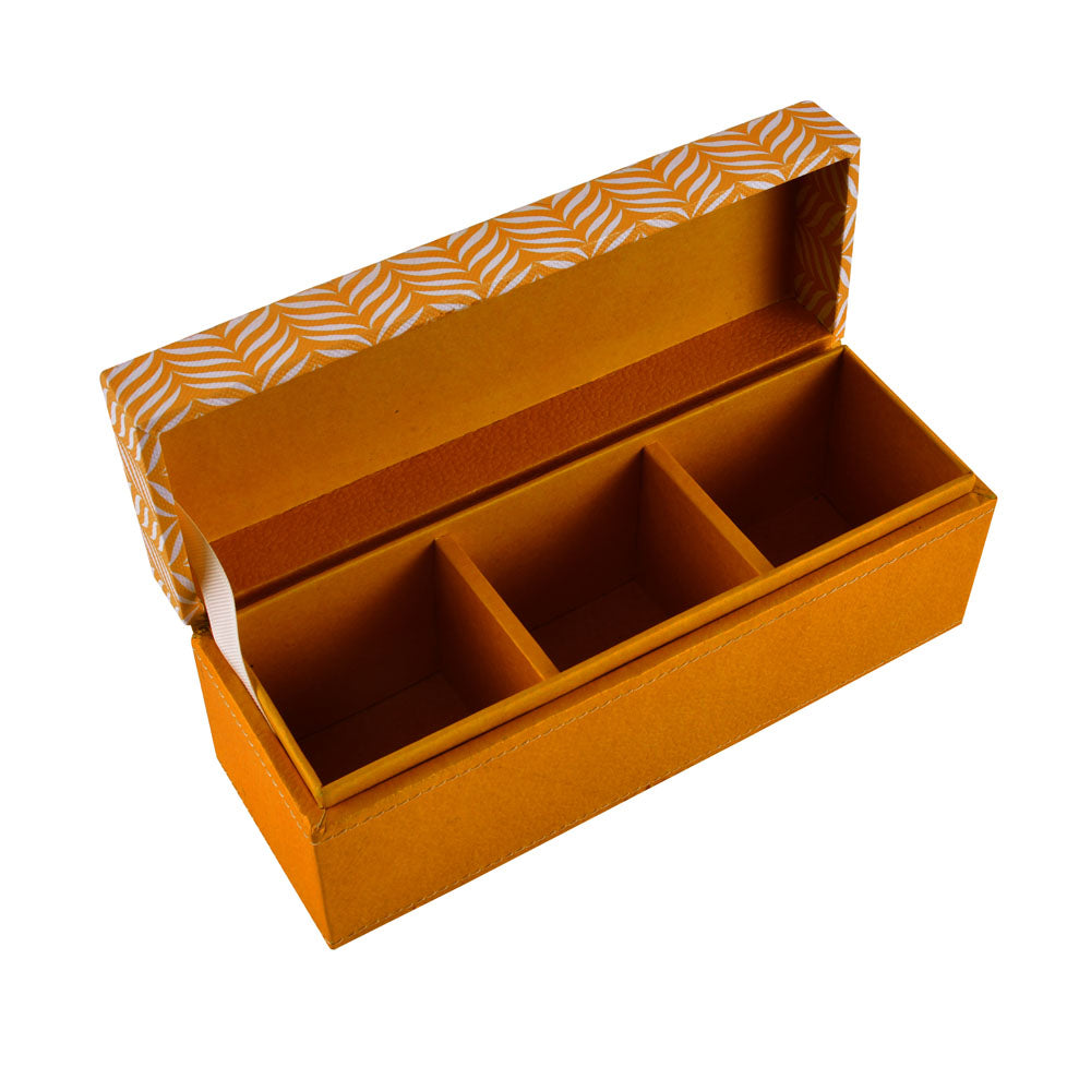 Leaf Design Three Section Utility Organiser Box (Yellow)