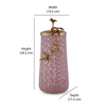 Lily Twigs Glass & Metal Urn (Large, Pink & Gold)