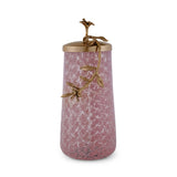 Lily Twigs Glass & Metal Urn (Large, Pink & Gold)