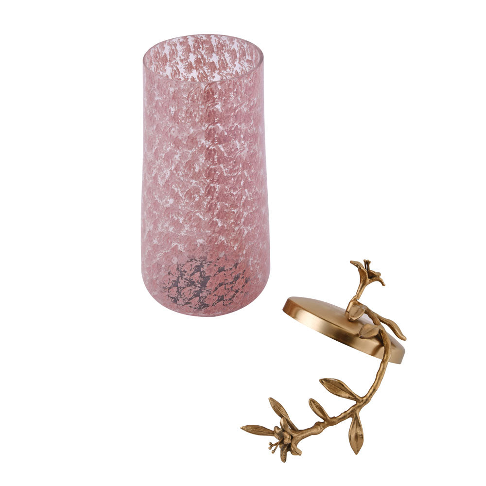 Lily Twigs Glass & Metal Urn (Large, Pink & Gold)