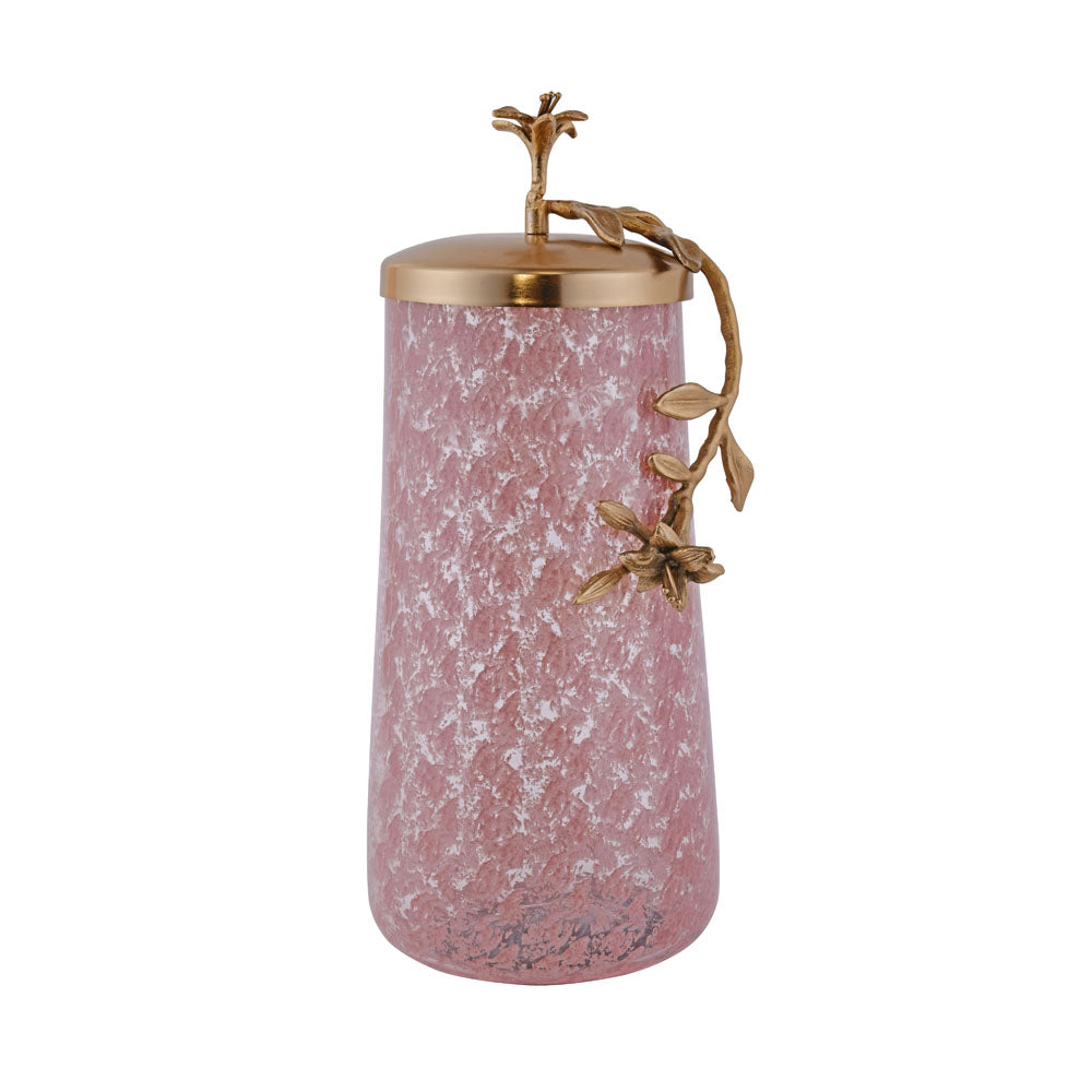 Lily Twigs Glass & Metal Urn (Large, Pink & Gold)