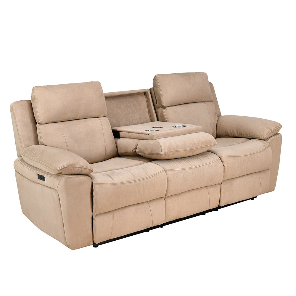 Clapton 3 Seater Double Motor Electric Recliner(Beige)