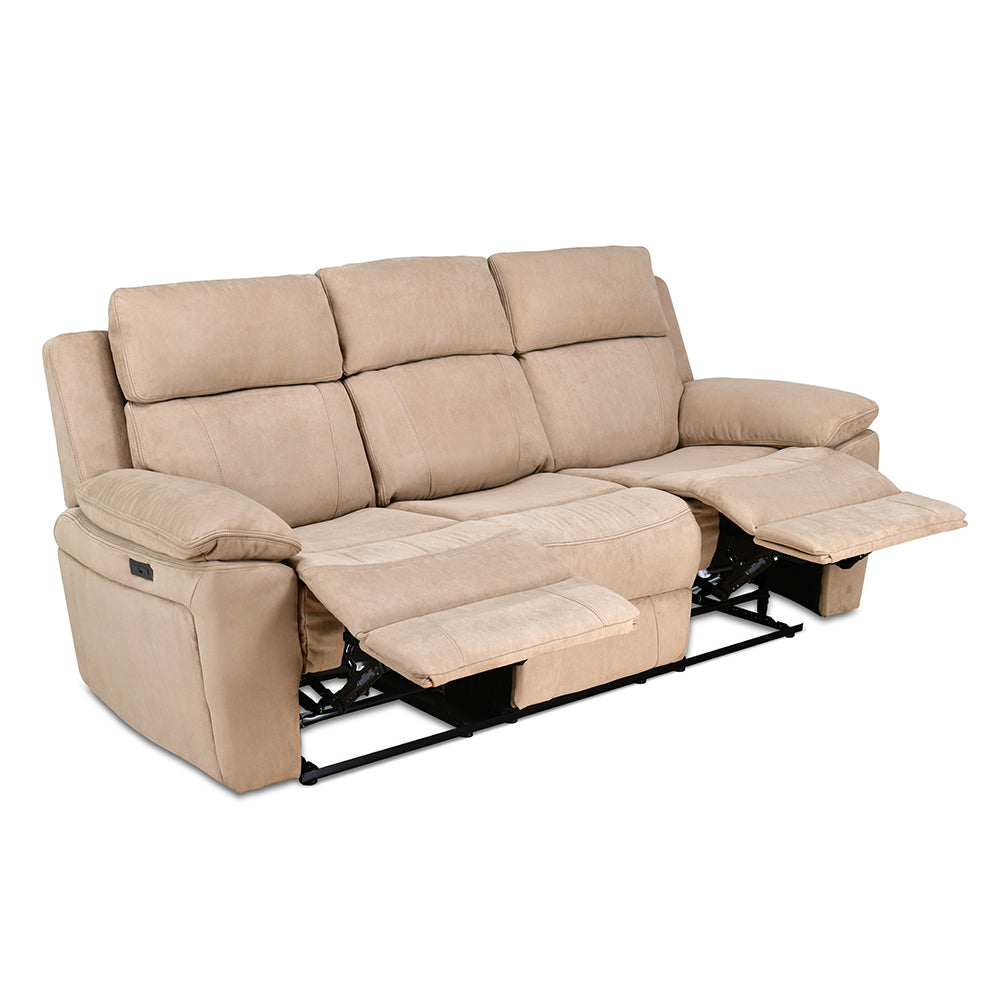 Clapton 3 Seater Double Motor Electric Recliner(Beige)