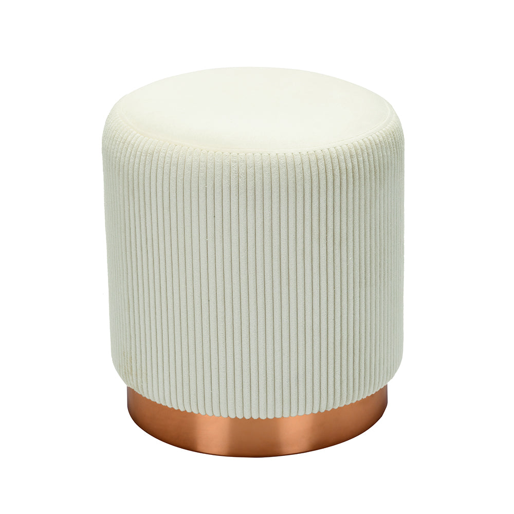 Susie Fabric Ottoman with Metal Base (Cream)