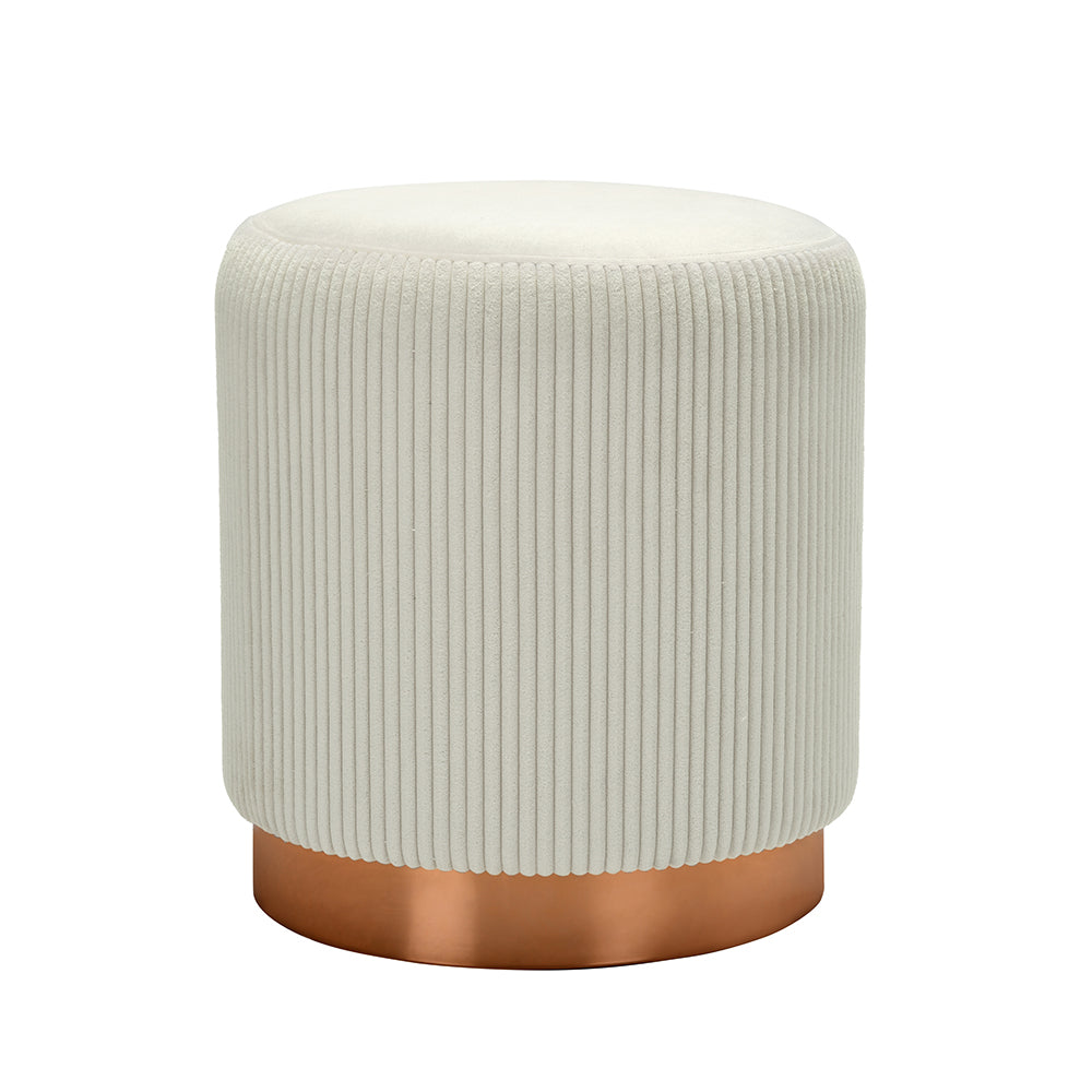 Susie Fabric Ottoman with Metal Base (Cream)