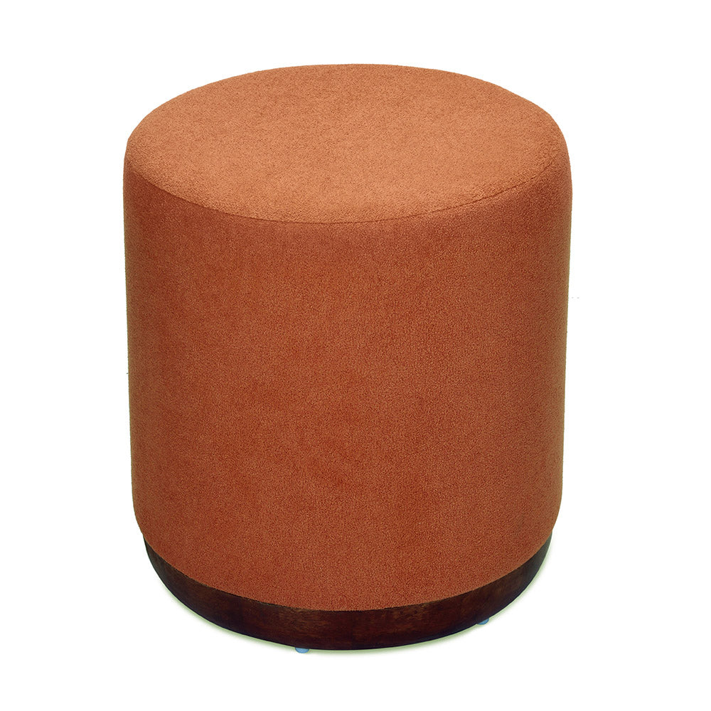 Tulip Fabric Ottoman with Wooden Base (Rust)