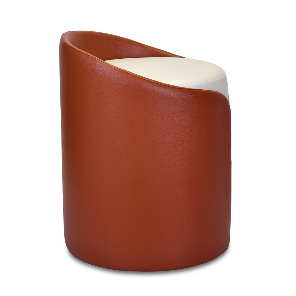 Phoenix Fabric Ottoman with Wooden Base (Ivory & Brown)