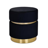 Loki Fabric Ottoman with Metal Base (Black)