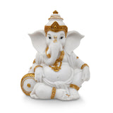 Ganesha Relaxing Polyresin Showpiece (White & Gold)