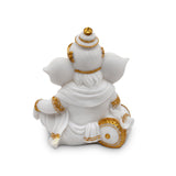 Ganesha Relaxing Polyresin Showpiece (White & Gold)