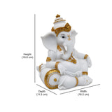 Ganesha Relaxing Polyresin Showpiece (White & Gold)